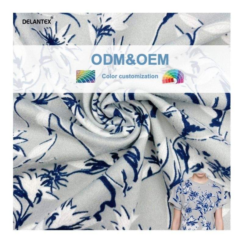 Delantex 100D Printed Brush Jersey Fabric 4-Way Stretch DTY 100% Polyester for Girls' Sweatshirts and Underwear Lining
