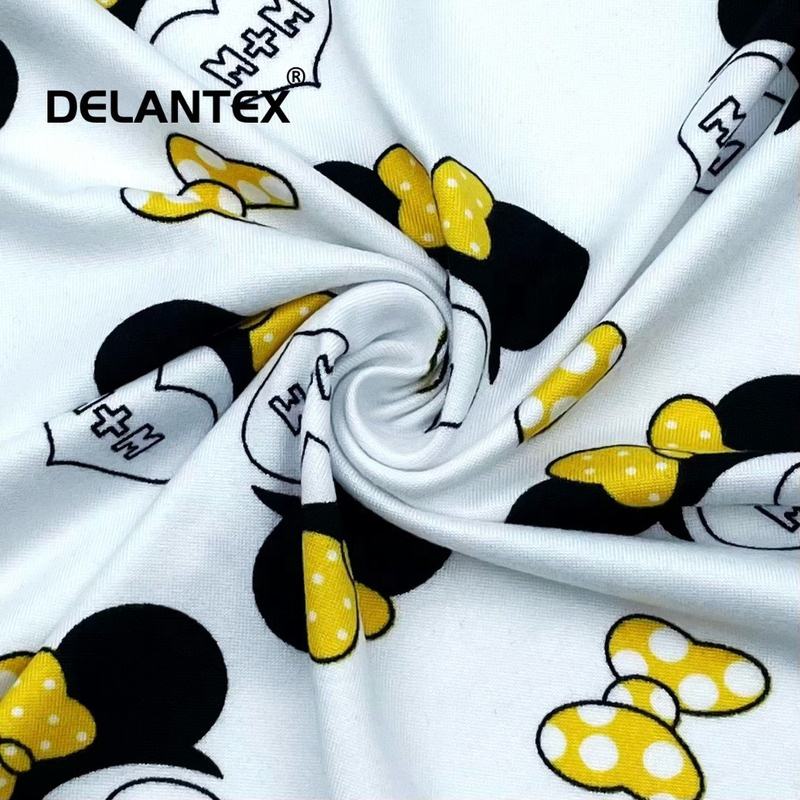 Delantex Double Brushed Printing Fabric 4 Way Stretch Spandex Knitting Fabric by the Roll for Sportswear Free Sample