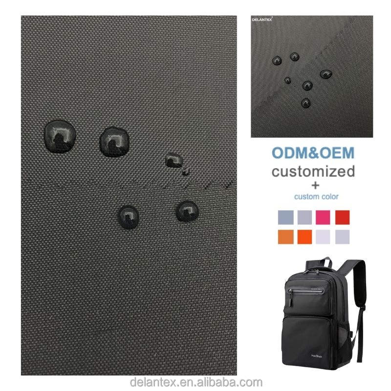 Delantex Hot Sale 100% Polyester Black Waterproof Oxford Fabric Coating Wovened for Schoolbags Linings Outdoor Garments Girls
