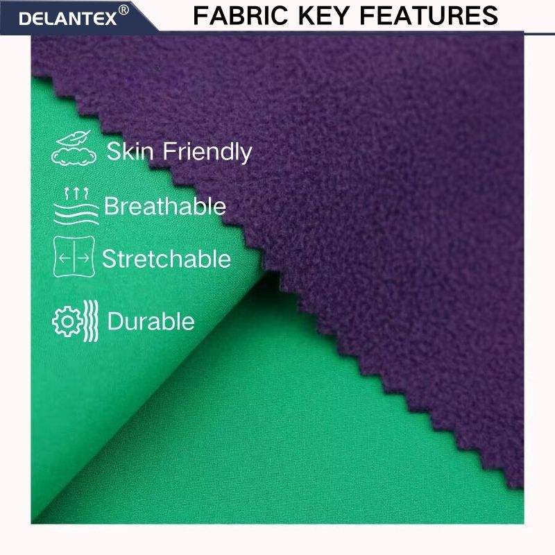 Delantex Wholesale Polyester Fabric Softshell Laminated Micro Polar Fleece Three Layer Membrane Fabric
