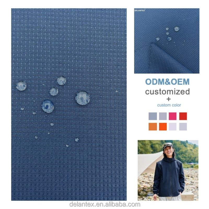 Delantex DTY 75D Extinction Double Line Grid Midpoint Water Resistant Polyester Fabric for Outdoor Clothing