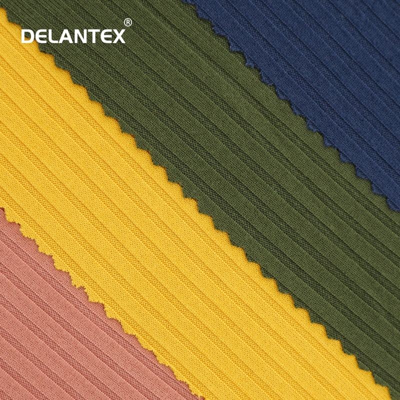 Delantex DTY 100% Polyester Brushed RIB Stretchy Fabric Jersey Spandex Material Cheap Price Underwear Outdoor Lining for Girls