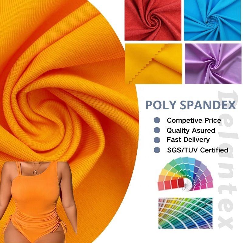 Delantex Wholesale Solid 50D Polyester Spandex Semi Dull Soft Jersey Fabric for Swimsuit
