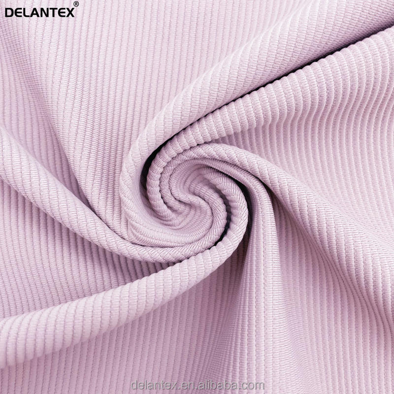 Delantex Plain Dyed Nylon Spandex Micro Fiber Knitted Rib Fabric for Yoga Leggings
