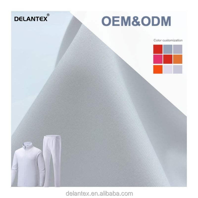 Delantex Hot Sale Thickening Cool White Fabric for Medical Uniform 100%polyester