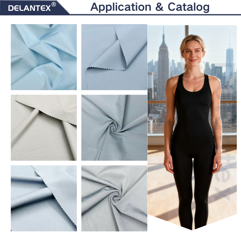 Delantex Sky Blue Yoga Suit Fabric High Quality Anti-static Material