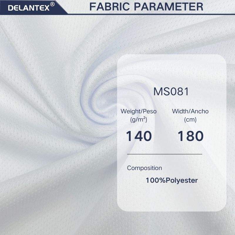 Delantex Stretch Sublimation Printing Fabric White Dot Mesh Fabric for Sport Sweatshirt