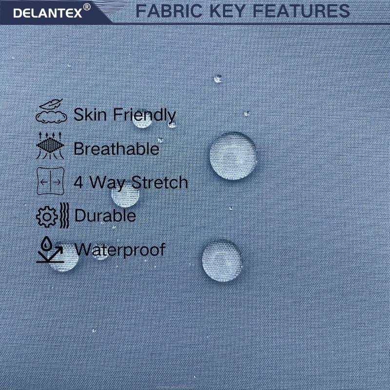 Delantex Water Repellent Mechanical Stretch Light Softshell Fabric Coated Breathable Membrane