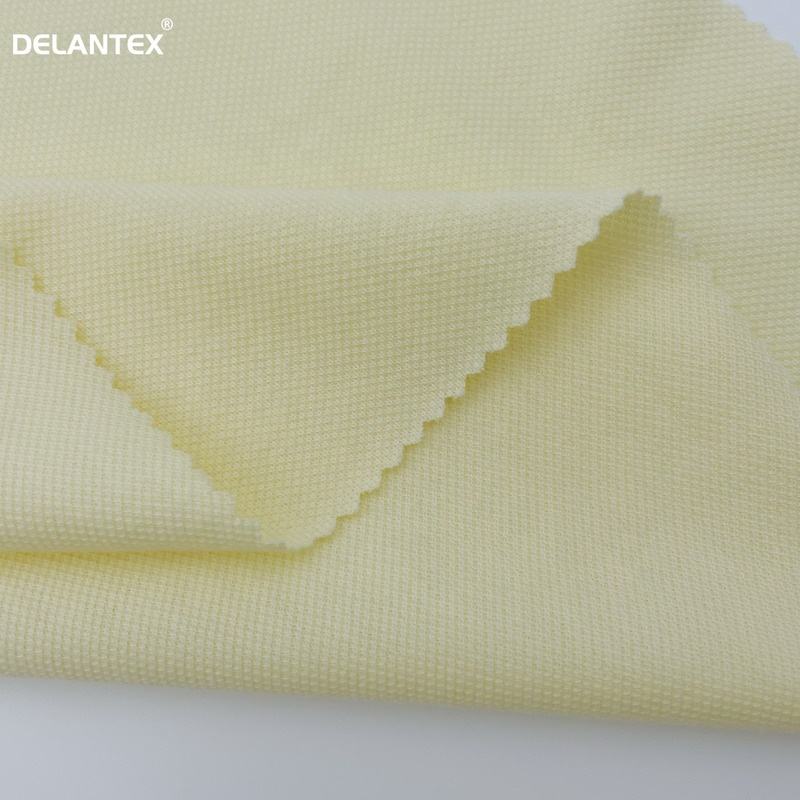 Delantex 200GSM 65% Polyester 35% Cotton Yellow Soft Fashion Wicking Pique Fabric Tejido Pique Free Sample