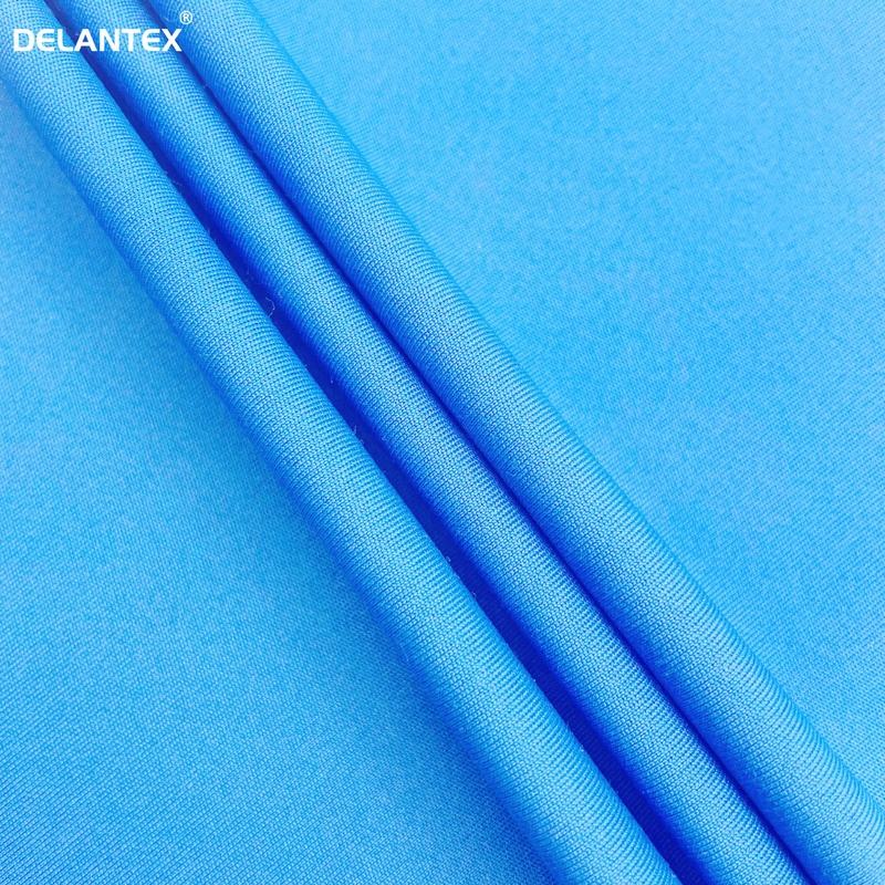 Delantex High Elastic 210GSM Blue Poly Spandex Interlock Fabric for Yoga