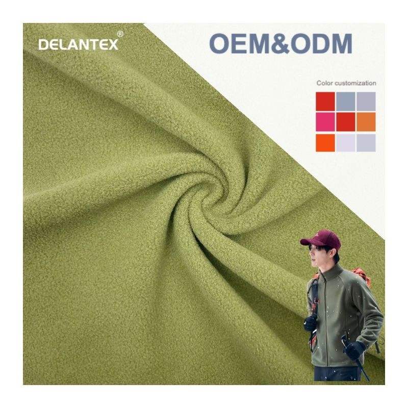 Delantex Manufacture Green Skin Friendly Heat Thermo Brushed Polar Fleece Fabric