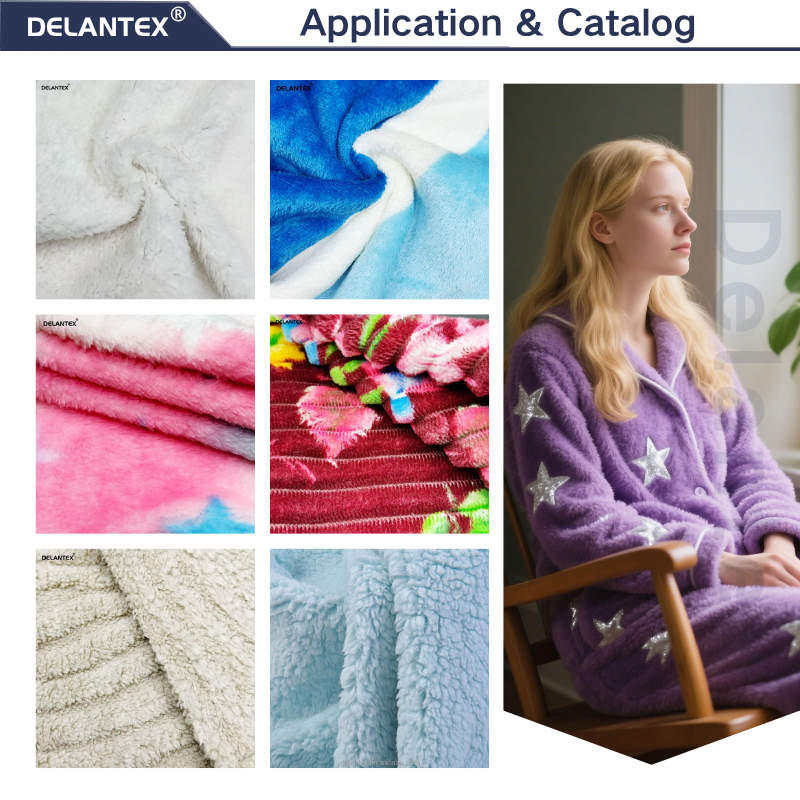 Delantex 160cm 240gsm Weight and Door Width Fleece Flannel Thermal Fabric 100%polyester Warp Knitting Fleece