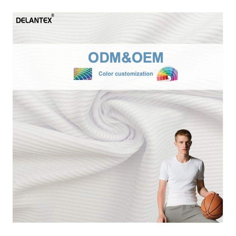 Delantex Hot Sale 2*2 Small Pit White Rib Jersey Fabric for T-shirt Free Sample