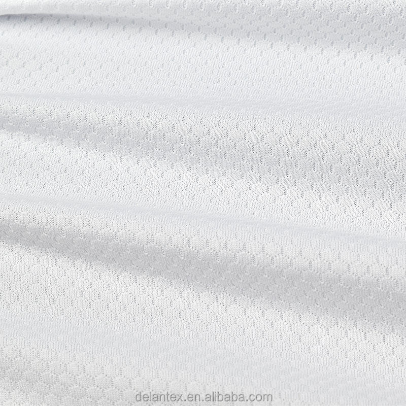 Delantex Wholesale White Polyester Honeycomb Mesh Sports Jersey Fabric for Football Jersey Sublimation Printing T-shirt