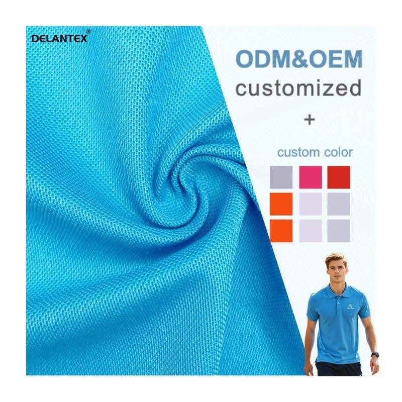 Delantex 100% Polyester Knitted Pique Fabric for Breathable Polo T-shirt Tejido Pique 100 Poliester Fabric Free Sample