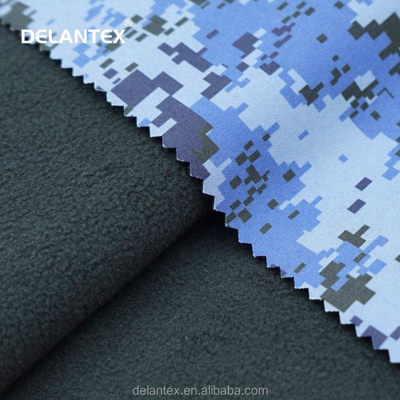 Delantex Wholesale Polyester TPU Bonded Waterproof Breathable SoftShell 4 Way Stretch Camo Print 3 Layer Softshell Jacket Fabric