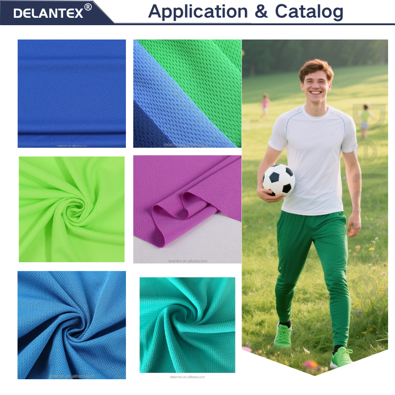 Delantex Polyester Knitted Fabric Double Interlock Sportswear Mesh Interlock Fabric Weft Knitted 100%polyester