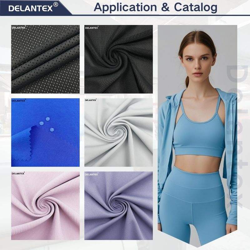 Delantex Polyester Spandex Stretch Leggings Yoga Wear Swim Wear Material Fabric Free Sample