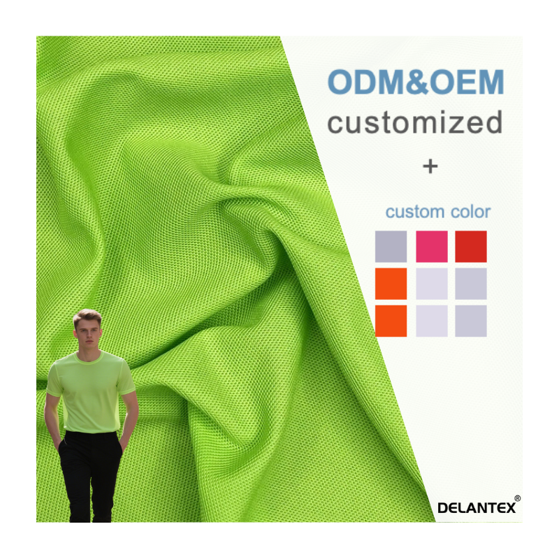 Delantex Green 100% Polyester Knit Athletic Sports Mesh Jersey Fabric for Football Soccer Sportswear Bird Eye