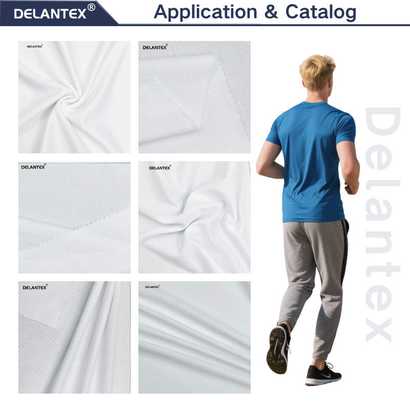 Delantex Sport Wear Material 100% Polyester Eyelet-Bird-Eye Mesh Fabric Knit for Clothing Dress Fabric Wholesale