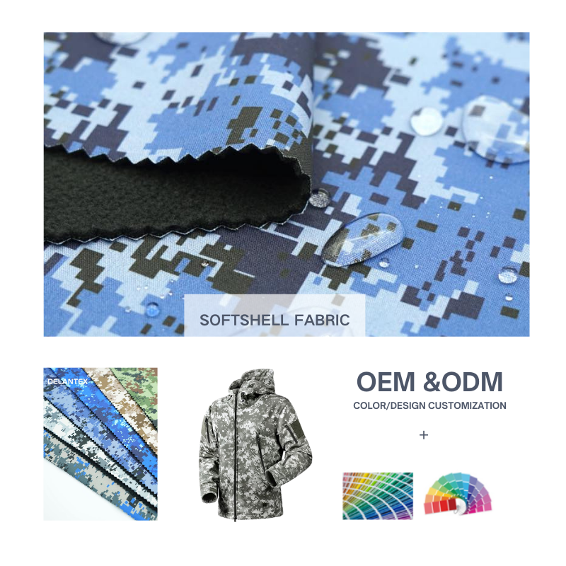 Camouflage Softshell Fabric Fleece Hoodie Fabric Two Fabrics Bonded Polar Fleece