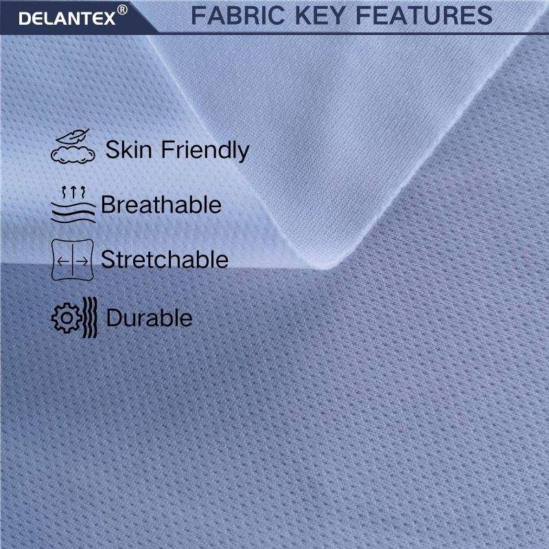 Delantex Bird Eye Fabric With eyelet 100% Polyester Quick Dry Breathable Plain dyed Dry Fit Sportswear Fabric