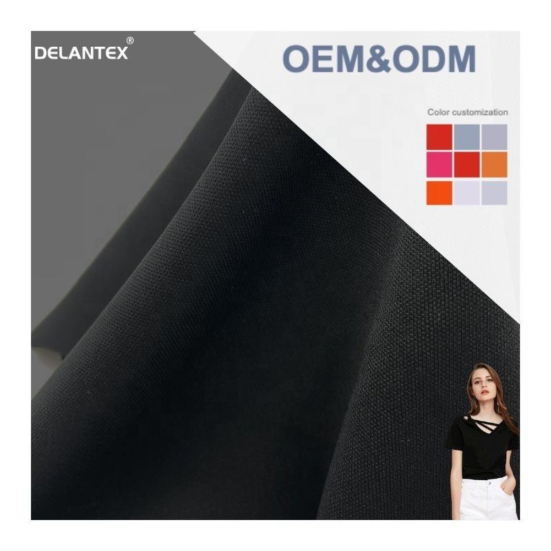 Black Light Weight 140GSM Soft 100% Polyester Interlock Knit Fabric for T-shirt