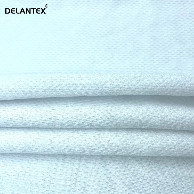 Delantex 100% Polyester 75D/72F Light Weight Bird Eye Mesh Jersey Fabric for Football