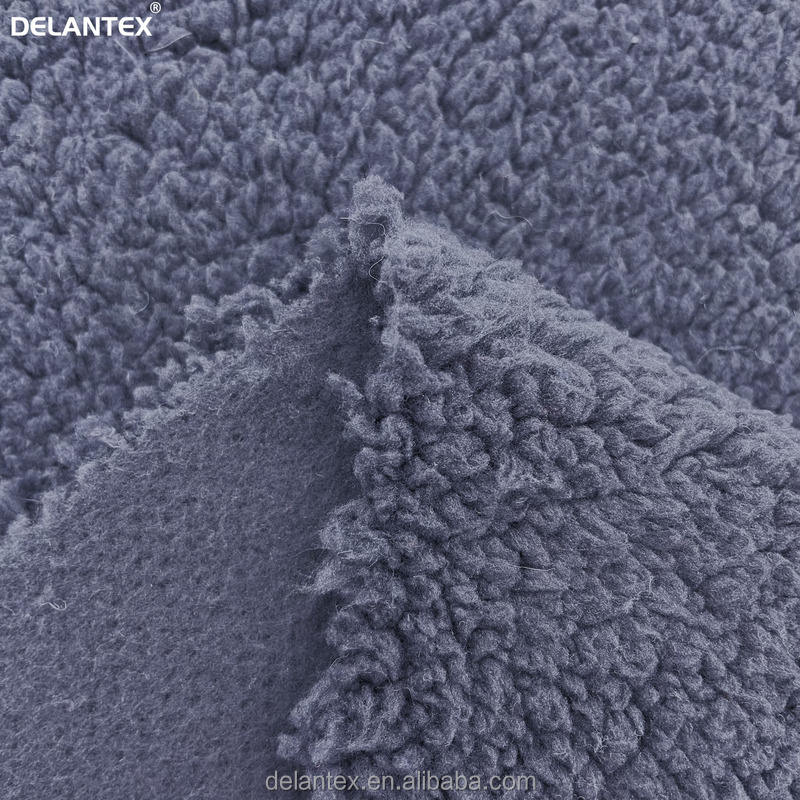 Wholesale 100% Polyester Knitted Black Thick Sherpa Fleece Fabric by the Yard