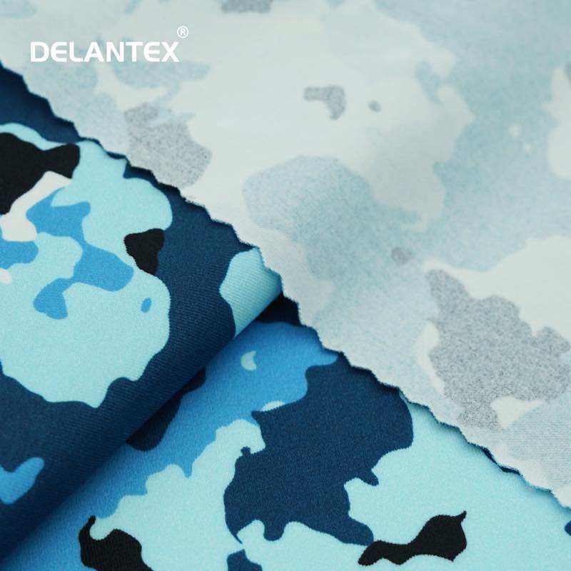 Delantex Textile Designer Dress Breathable Stretch Knitted Camouflage Printing Fabric Women's Clothing Swimwear Plain Girls