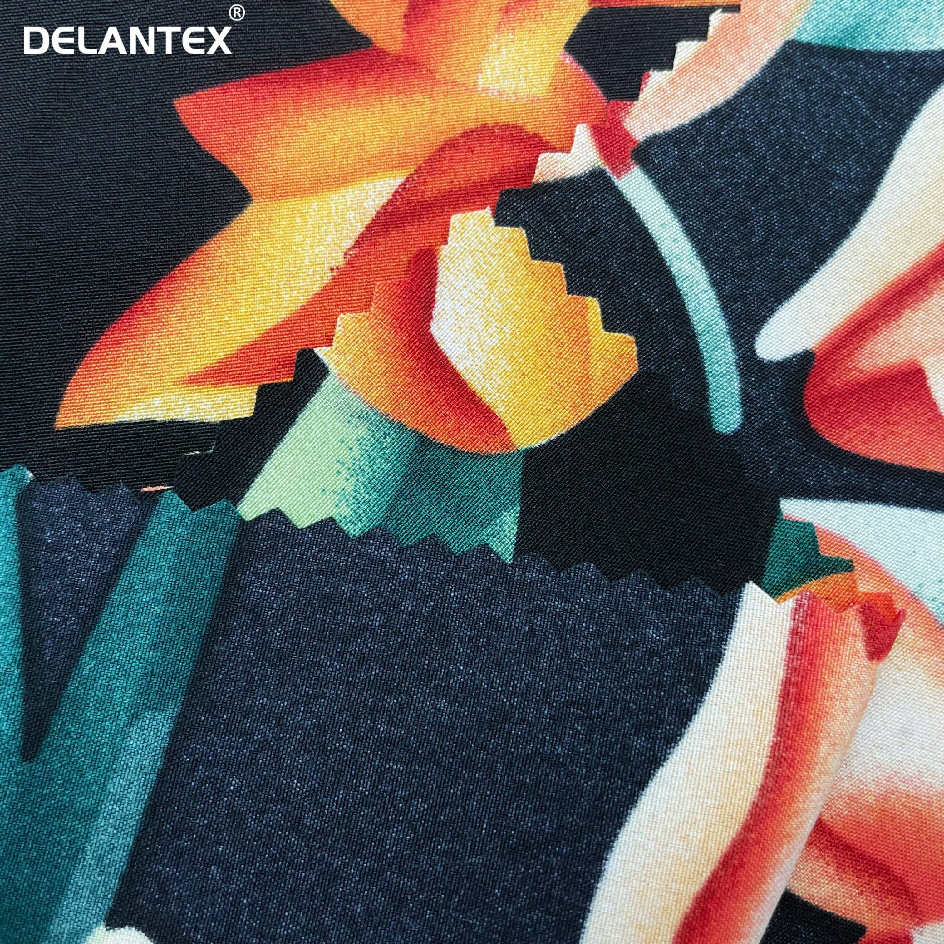 Delantex Manufacture Colorful 95%Polyester 5%Spandex Quick Drying Printed 4-Way Stretch Fabric for Blouse