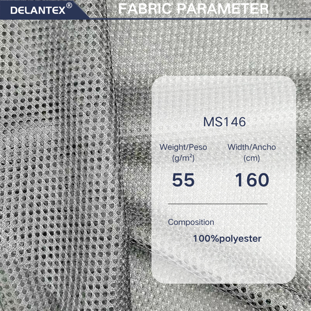 Delantex 55gsm Lightweight Mesh Fabric Can Be Used for Women's Dresses or Men's Sportswear