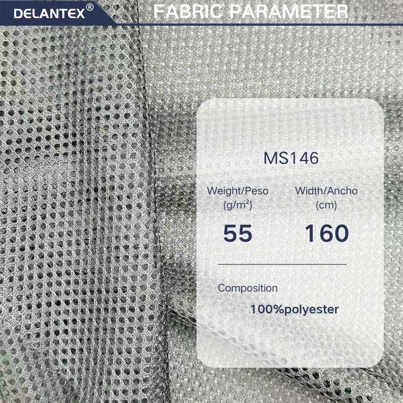 Delantex 55gsm Lightweight Mesh Fabric Can Be Used for Women's Dresses or Men's Sportswear