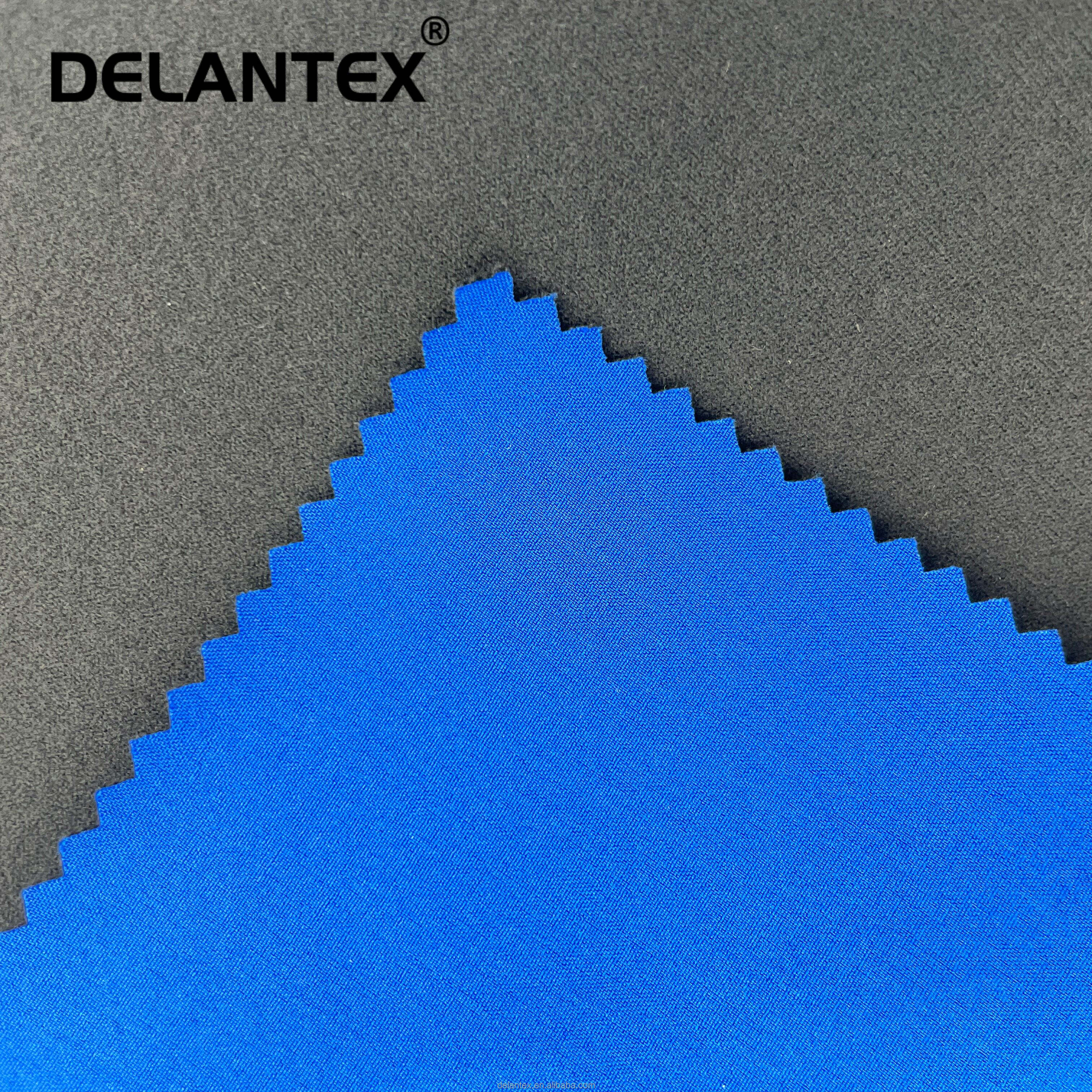 Delantex 2-Layer Water Repellent 4-Way Stretch 100% Polyester Soft Shell Fleece Fabric 350gsm Solid Color