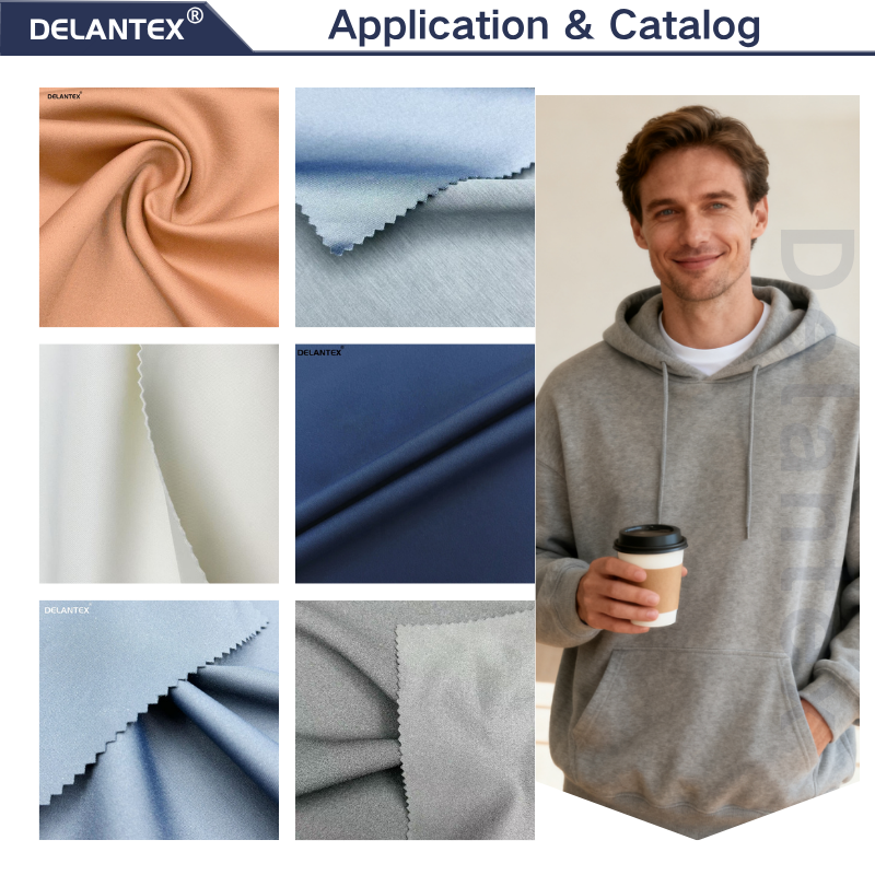 Delantex 150cm 300gsm 45%model 50%polyester 5%spandex scuba Fabric for Work Uniform