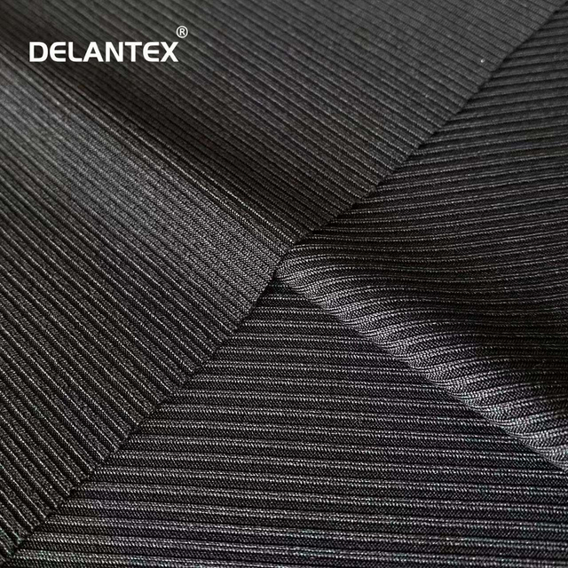 Delantex 2 by 2 Ribbed Pattern Black Women's Clothing Fabric Jersey Knit Fabric