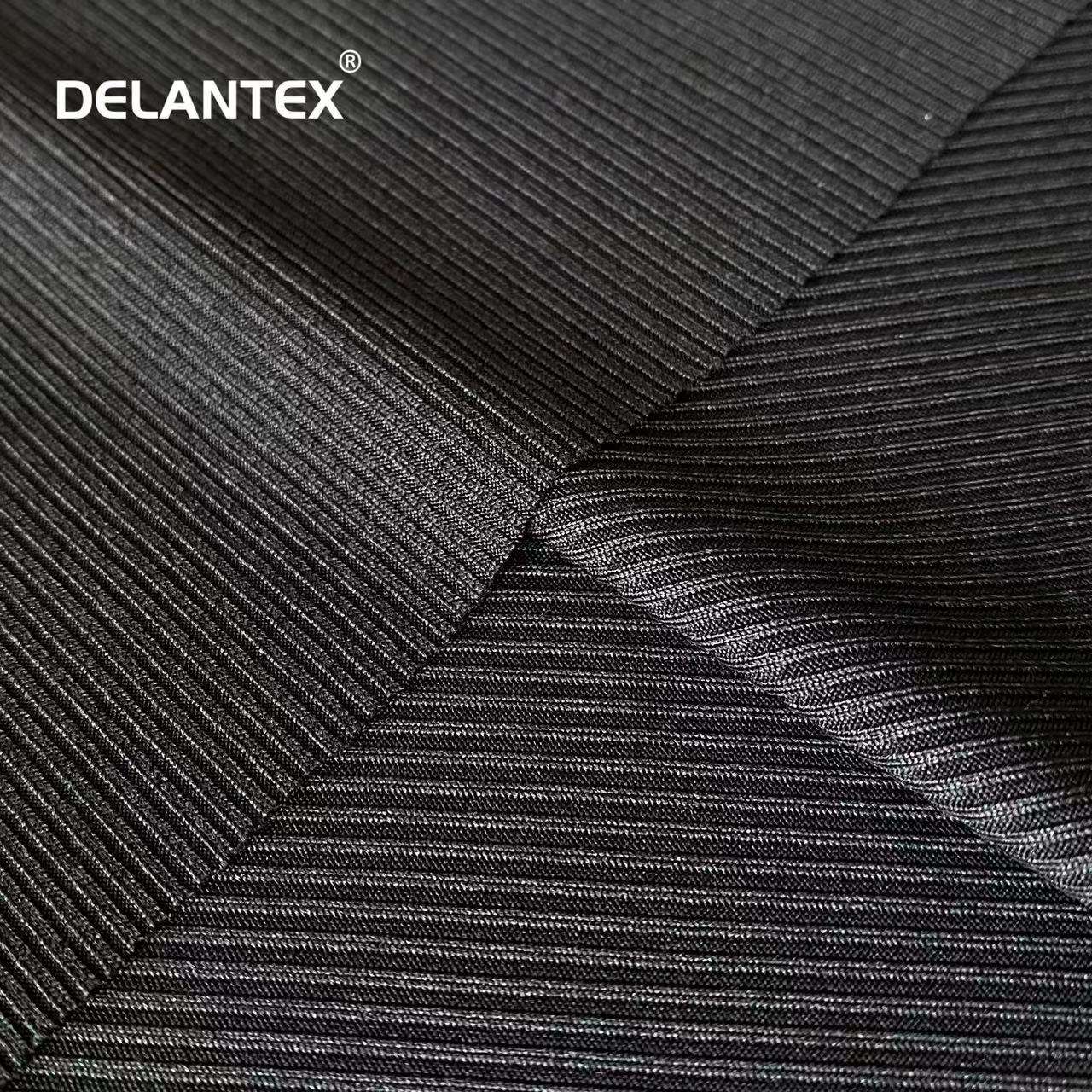 Delantex 2 by 2 Ribbed Pattern Black Women's Clothing Fabric Jersey Knit Fabric