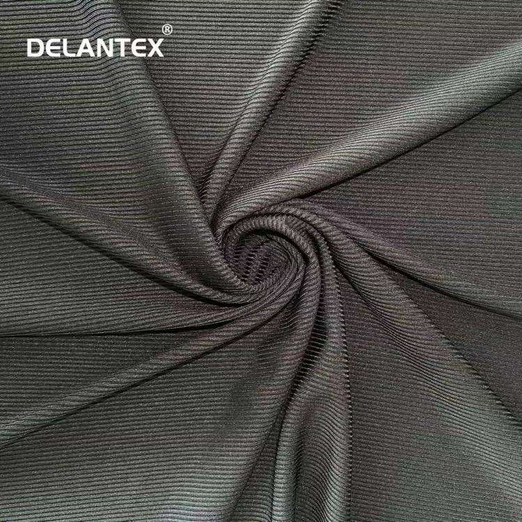 Delantex 2 by 2 Ribbed Pattern Black Women's Clothing Fabric Jersey Knit Fabric