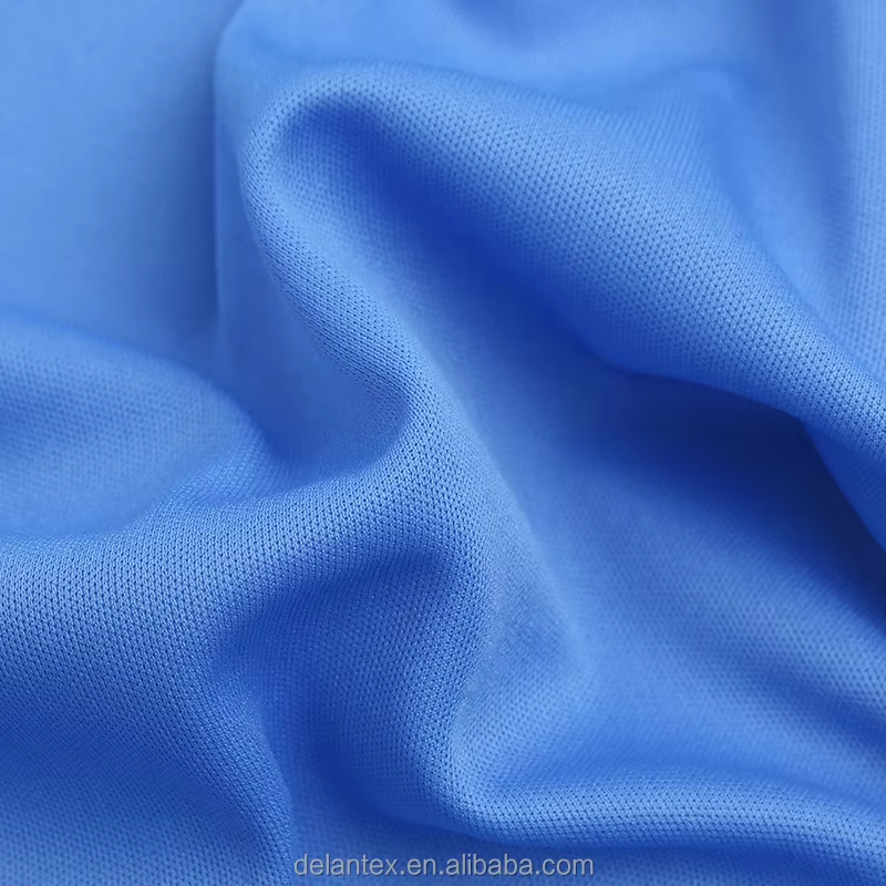 Delantex 100% Polyester 75D Interlock Plain Dyed Soft Knitted Polyester Fabric for T-Shirt