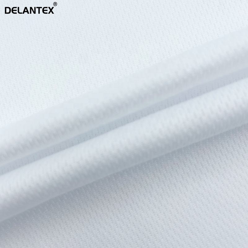 Delantex 100% Polyester White Sports Jersey Mesh Fabric for Sport Shirt Manufacturing