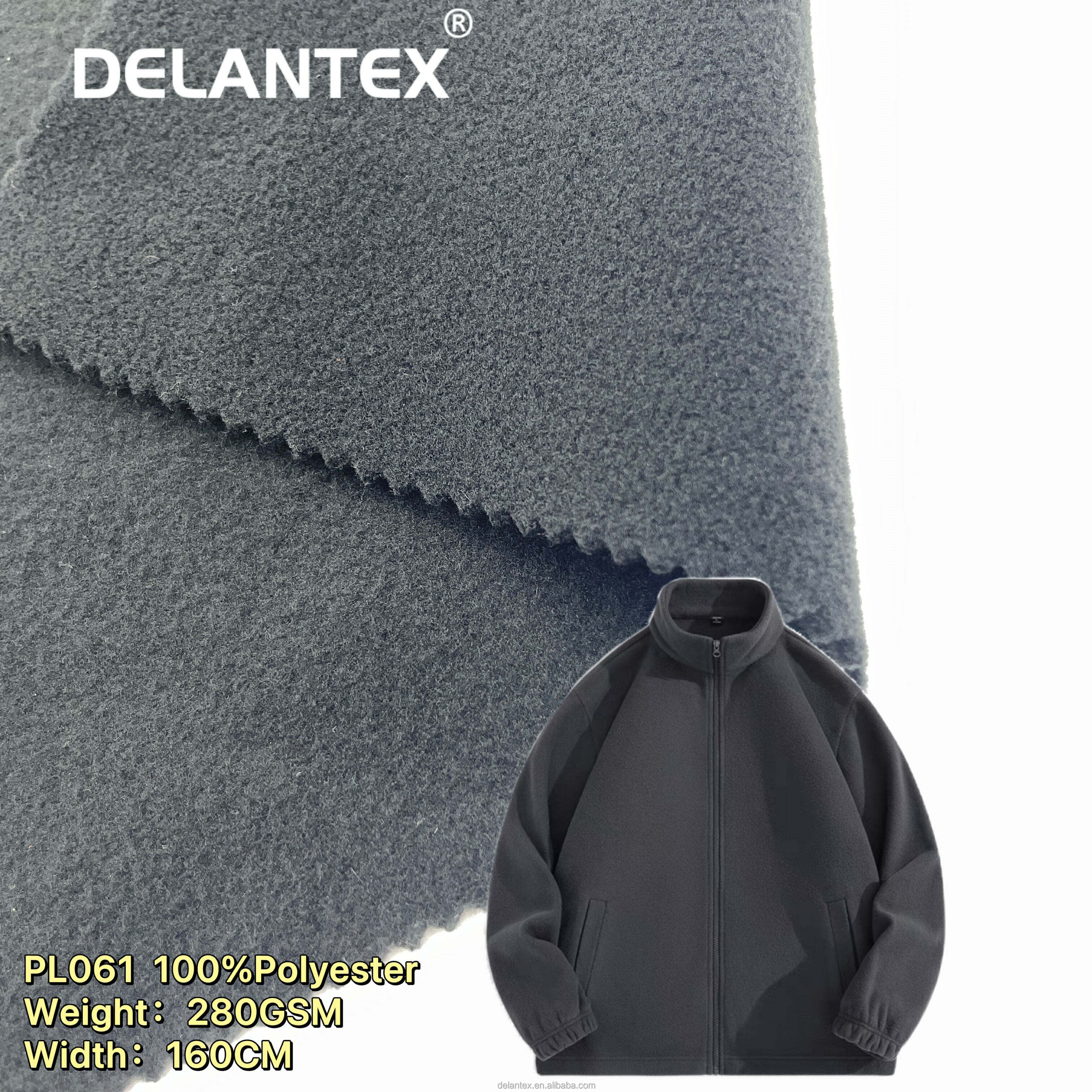 Delantex Solid Colors DTY Double Side Brushed One Sided Fleece 100% Polyester Fabric
