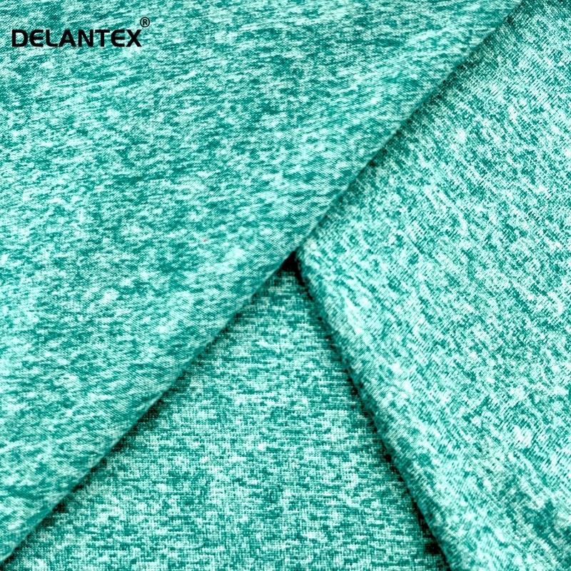 Delantex Cationic 90%Polyester 10%Spandex Melange Single Jersey for Sportswear
