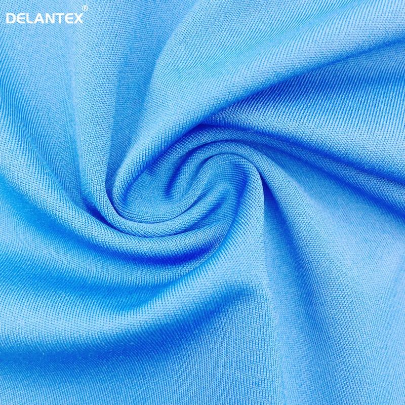 Delantex High Elastic 210GSM Blue Poly Spandex Interlock Fabric for Yoga