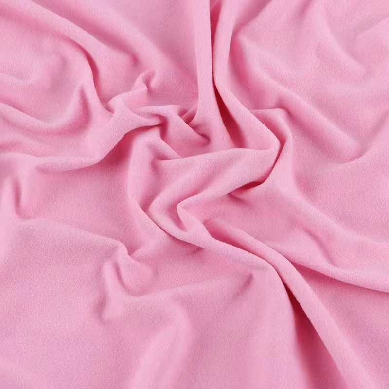 Knitted One Side DTY Brush 95% Polyester 5% Spandex Milk Silk Plain Dyed Jersey Fabric for Garment