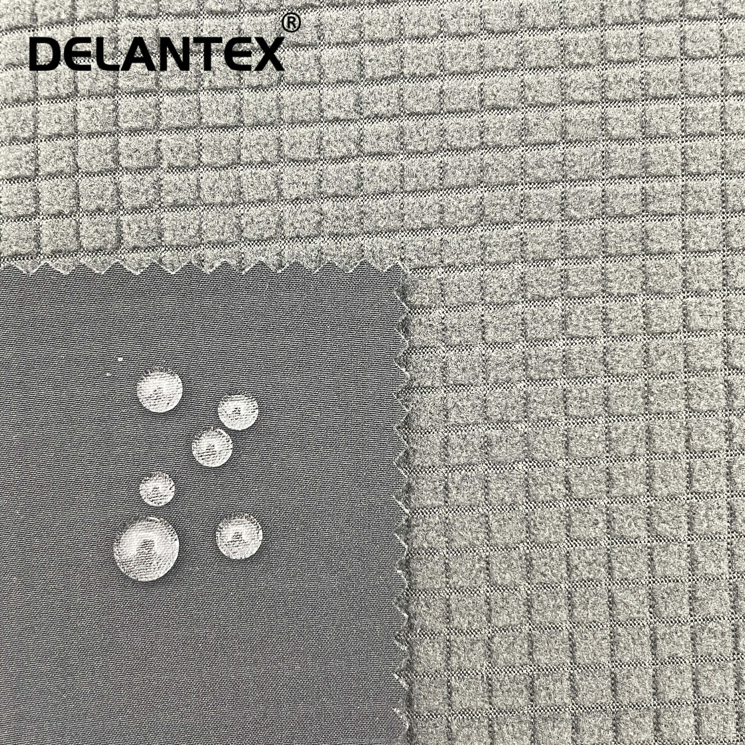 Delantex 4 Way Strtchable Water Repellent Softshell Bonded Plaid Fleece Fabric