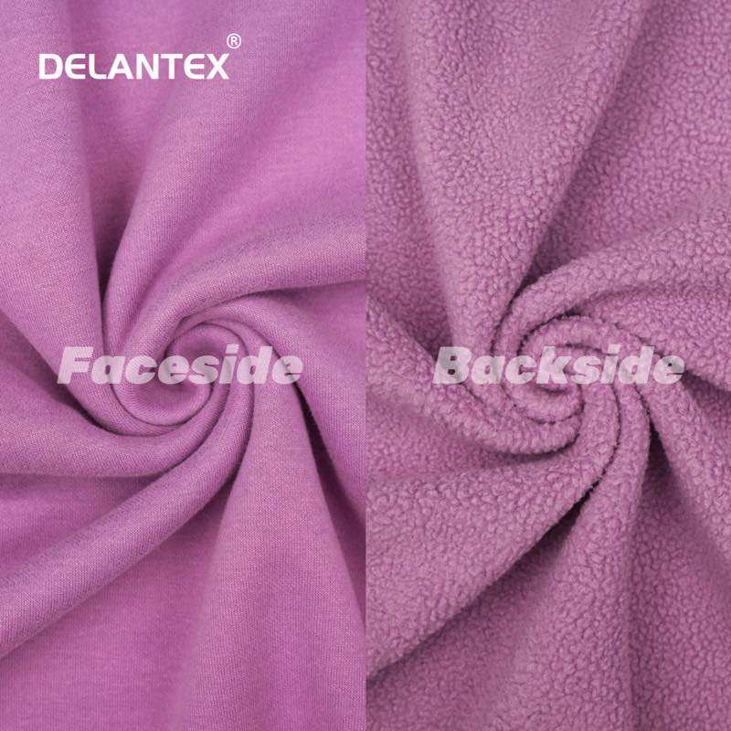 Delantex 80% Polyester 20% Cotton French Terry Fleece Fabric Brushed Knitting Fabric for Girls Hoodie for Sleepwear Outdoor
