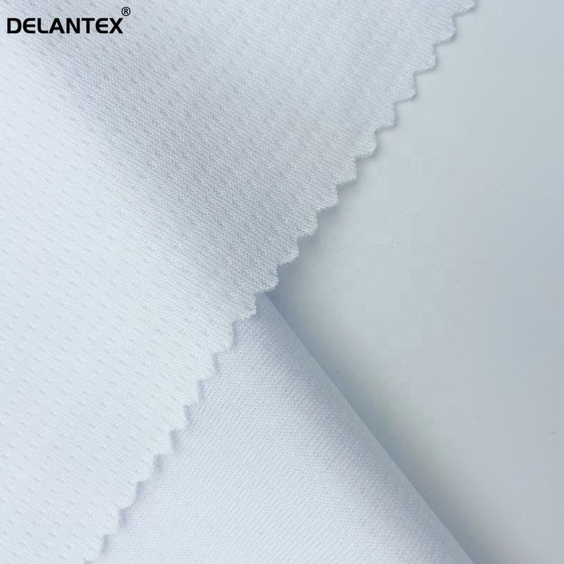 Delantex 190CM 125GSM White Wicking Stripe Dot Mesh Fabric for Activewear Quick Dry Fabric Free Sample