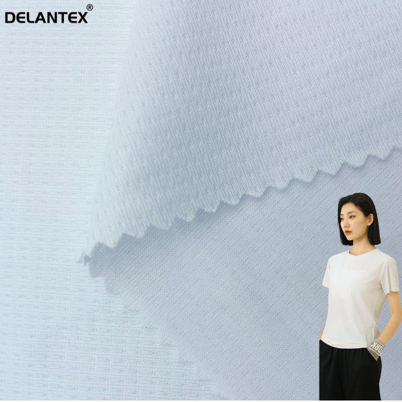 Delantex 190CM 125GSM White Wicking Stripe Dot Mesh Fabric for Activewear Quick Dry Fabric Free Sample