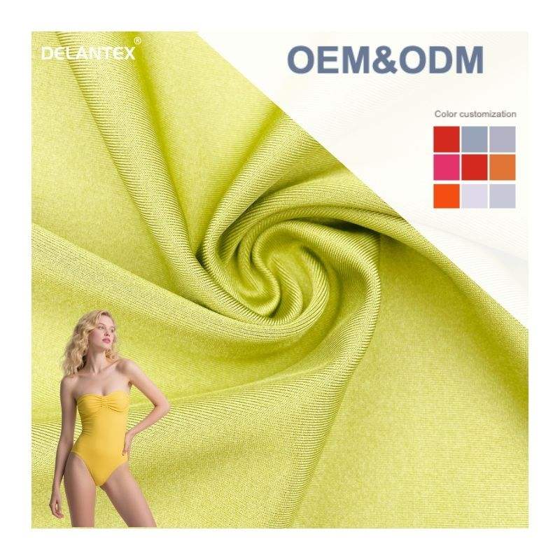 Delantex Plain Dyed 85Polyester 15Spandex Warp Knitted Stretch Semi-gloss Satin Fabric for Swimsuit