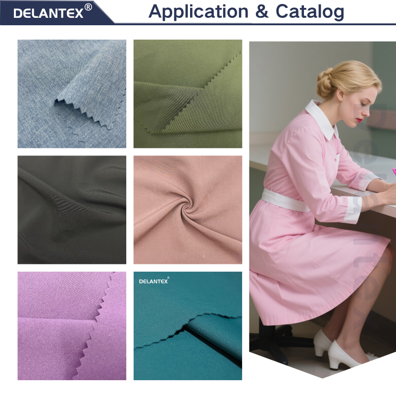 Delantex Workwear Fabric Polyester Hospital Uniform Fabric 92%polyester 8%spandex Anti-pilling Medical Scrub Fabric